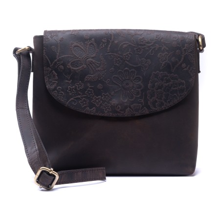 Sac bandouilère marron 24x24 / Inde