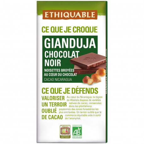 Chocolat Ethiquable Gianduja noir intense / 100g