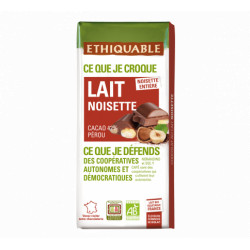 Chocolat Ethiquable Lait Noisettes / 180g