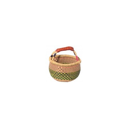 Panier Bolga / Herbe éléphant & Cuir / Ghana