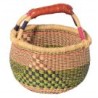 Panier Bolga / Herbe éléphant & Cuir / Ghana