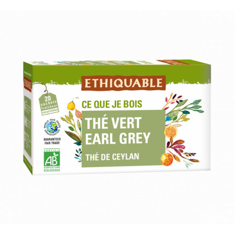 Thé Ethiquable Vert Earl Grey / 20 sachets
