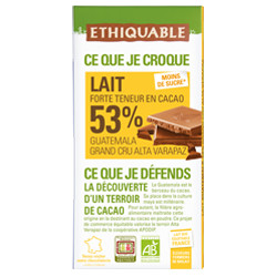 Chocolat Ethiquable Lait 53% Grand Cru / 100g