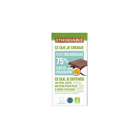 Chocolat Ethiquable Noir Sésame / 100g