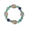 Bracelet Océan bleu / Céramique et sari recyclé - Inde