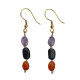Boucles d'oreille / améthyste, lapis lazuli, cornaline, laiton - Inde