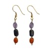 Boucles d'oreille / améthyste, lapis lazuli, cornaline, laiton - Inde