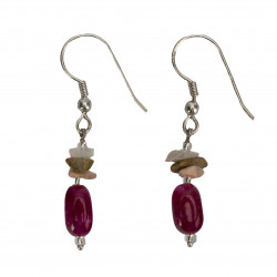 Boucles d'oreille / Pierre de lune, laiton - Inde