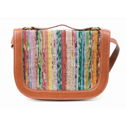 Sac bandoulière / Cuir de buffle nappa et sari recyclé - Inde