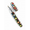 Stylo à bille avec capuchon / Métal, laque et perles - Inde