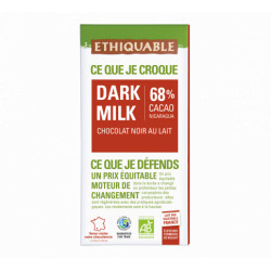 Chocolat Ethiquable Dark Milk 68% / 100g