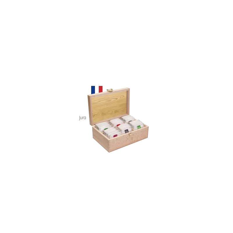 Coffret à thé 6 compartiments / Hêtre massif du Jura