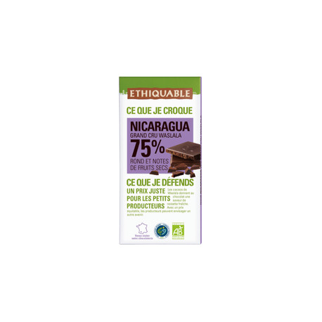 Chocolat Ethiquable noir 74% Côte d'Ivoire / 100g