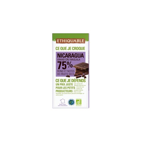 Chocolat Ethiquable noir 74% Côte d'Ivoire / 100g