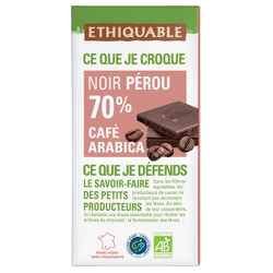 Chocolat Ethiquable noir 70% Fleur de Sel / 100g