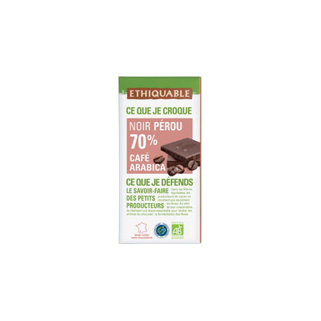 Chocolat Ethiquable noir 70% Fleur de Sel / 100g