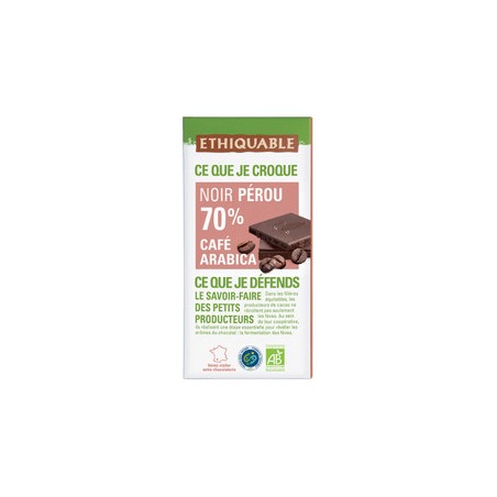 Chocolat Ethiquable noir 70% Fleur de Sel / 100g