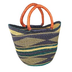 Cabas Bolga / Herbe éléphant & Cuir / Ghana