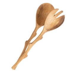 Couverts à salade ovales 30 cm / bois d'acacia - Philippines