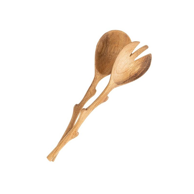 Couverts à salade ovales 30 cm / bois d'acacia - Philippines