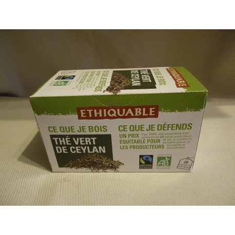 Thé Ethiquable Vert Ceylan / 20 sachets