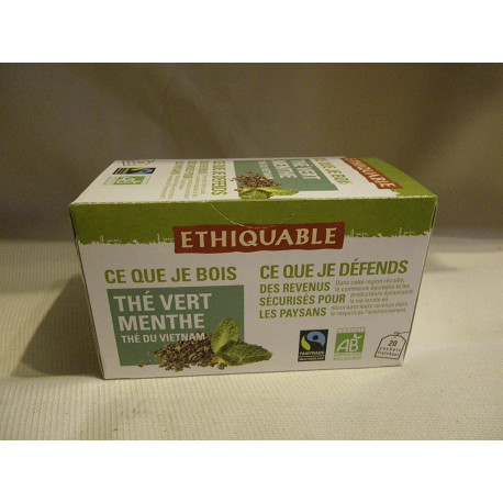 Thé Ethiquable Vert Menthe / 20 sachets