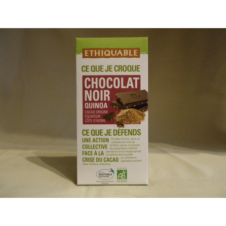 Chocolat Ethiquable Noir Quinoa / 100g