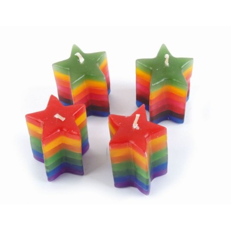 Bougies 'étoile' multicolores *4 / Inde
