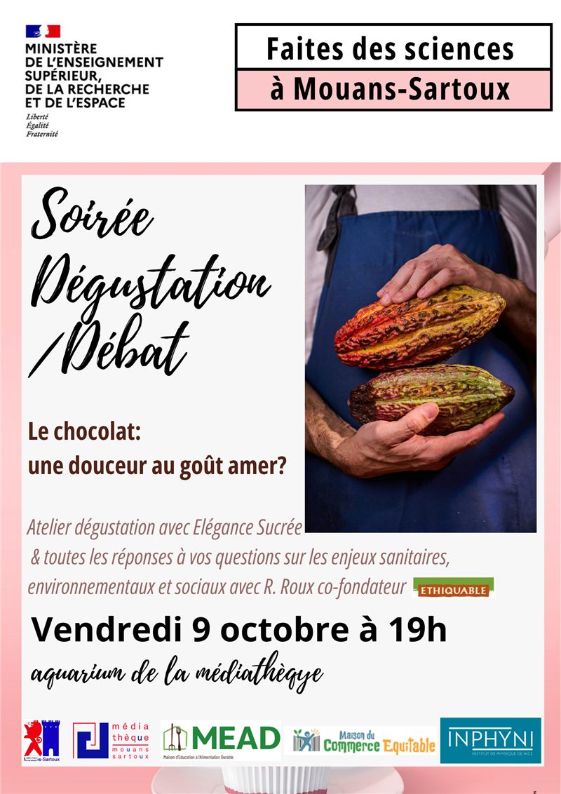 Affiche soirée dégustation-débat Le chocolat : une douceur au goût amer ?