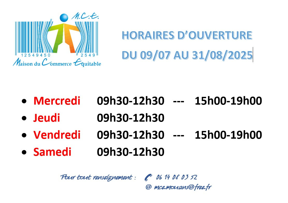 Horaires d'été 2025